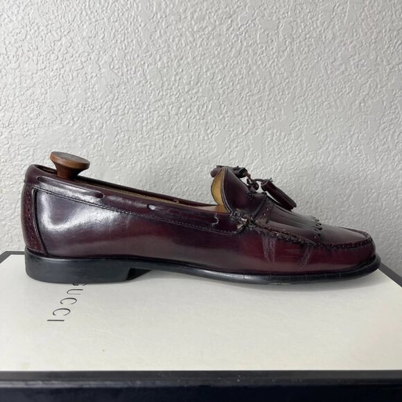 G H Bass & Co. Weejuns Kiltie Tassel Loafer Burgundy Leather Slip On Men\'s 12 D‎ main image 6